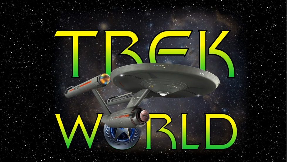 A star trek logo with a spaceship Description automatically generated