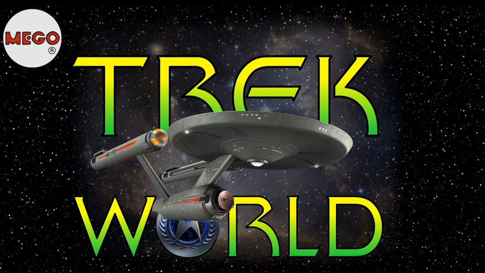 A star trek logo with a spaceship flying in space Description automatically generated